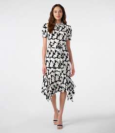 Платье миди с поясом с принтом Karl Lagerfeld, черный
