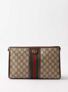 Сумка из холста с покрытием и логотипом gg Gucci, коричневый