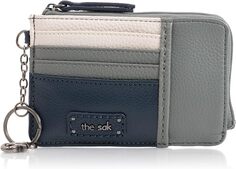 Кожаный кошелек Sak Iris с приподнятой визитницей и брелком для ключей, джинсовый