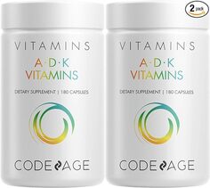Витаминная добавка Codeage ADK, витамин А, витамин D3, 5000 МЕ К1 и К2 (МК4 и МК7), 2 упаковки