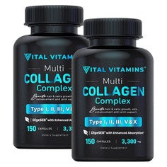 Коллаген Vital Vitamins Multi Complex Type I, II, III, V &amp; X, 300 капсул