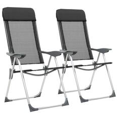 Складные стулья для кемпинга 2 шт., алюминий черный VIDAXL, черный