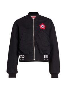 Джинсовая куртка-бомбер с вышивкой Flower Target KENZO, черный
