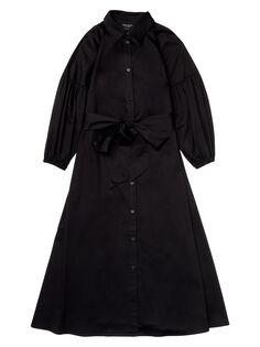 Платье-рубашка из хлопкового поплина с завязками на талии kate spade new york, черный