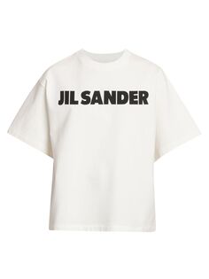 Хлопковая футболка с логотипом Jil Sander