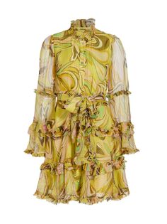 Многоуровневое мини-платье Paris с рюшами Alexis, золотой