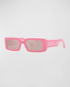 Графические зеркальные пластиковые прямоугольные солнцезащитные очки Dolce&amp;Gabbana
