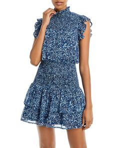 Присборенное мини-платье с металлическим цветочным принтом — 100% эксклюзив AQUA