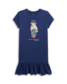 Платье-футболка из хлопкового джерси с принтом для девочек - Little Kid Ralph Lauren