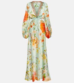 Украшенное шелковое платье макси с вырезами CAMILLA, разноцветный