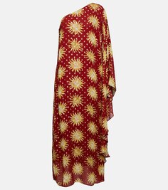 Платье миди асимметричного кроя с принтом Liza RIXO, разноцветный