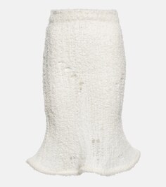 Полупрозрачная юбка миди из смесовой шерсти ACNE STUDIOS, белый