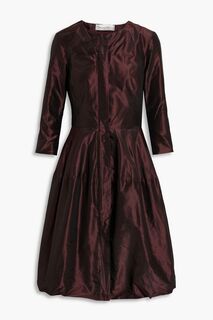 Платье из шелковой тафты со сборками OSCAR DE LA RENTA, бордовый