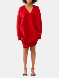 Платье-свитер оверсайз с v-образным вырезом LOEWE, красный