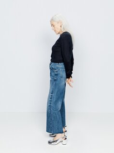 Расклешенные джинсы со вставками из смесового органического хлопка Raey, синий