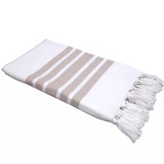 Пляжное полотенце Linum для домашнего текстиля с узором «елочка», бежевый/белый Jumping Beans