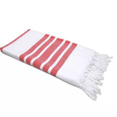 Пляжное полотенце Linum для домашнего текстиля с узором «елочка», красный/белый Jumping Beans
