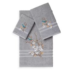 Linum Home Textiles Spring Time Набор украшенных банных полотенец из 3 предметов, светло-серый