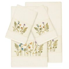 Linum Home Textiles Набор из 4 украшенных банных полотенец Serenity, бежевый