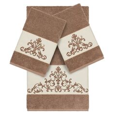 Linum Home Textiles Набор из 3-х банных полотенец с украшением Scarlet