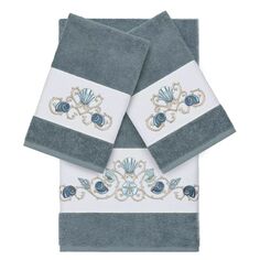 Linum Home Textiles Bella Набор украшенных банных полотенец из 3 предметов, голубой