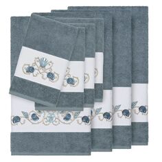 Linum Home Textiles Bella Набор украшенных банных полотенец из 8 предметов, голубой