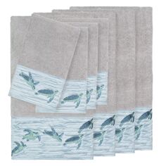 Linum Home Textiles Турецкий хлопок Mia Набор украшенных полотенец из 8 предметов, светло-серый