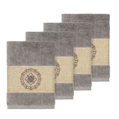 Linum Home Textiles Турецкий хлопок Комплект мочалок с украшением Isabelle