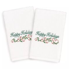 Linum Текстиль для дома Рождественские праздничные вышитые роскошные турецкие хлопковые полотенца для рук в упаковке из 2 штук, белый