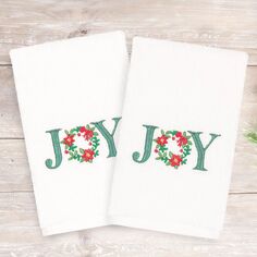 Рождественский текстиль для дома Linum, 2 упаковки роскошных турецких хлопковых полотенец для рук с вышивкой Joy