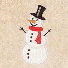 Linum Home Textiles Набор из 2 полотенец для рук с вышивкой снеговика, белый