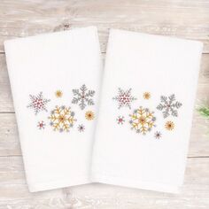 Linum Home Textiles Набор из 2 полотенец для рук с вышивкой «Рождественский снегопад», белый