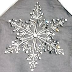 72-дюймовая серо-белая дорожка для рождественского стола с вышивкой снежинок National Tree