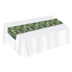 Прямоугольная скамейка из ткани с пальмовыми листьями размером 12,5 x 14,25 дюйма, травяно-зеленого и белого цвета Beistle
