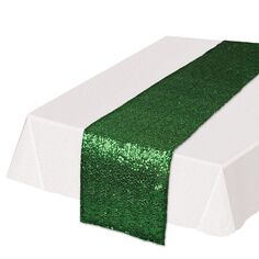 Мерцающая зеленая прямоугольная скатерть с блестками размером 5,5 x 14,5 дюймов Beistle