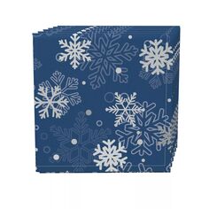 Набор салфеток, 100 % полиэстер, набор из 4 шт., 18x18 дюймов, Зимние синие снежинки Fabric Textile Products