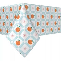 Прямоугольная скатерть, 100 % хлопок, 52x120 дюймов, летняя оранжевая клетка с цветочным принтом. Fabric Textile Products