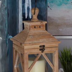 Квадратные фонарики-свечи Stella &amp; Eve, резные из дерева и стекла, 2 шт. Набор
