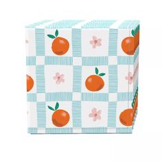Набор салфеток, 100 % полиэстер, набор из 4 шт., 18x18 дюймов, летний оранжевый цвет и цветочная клетка Fabric Textile Products