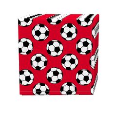 Набор салфеток из 4 шт., 100% хлопок, 20x20 дюймов, футбольные мячи, красные Fabric Textile Products