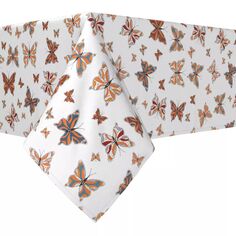 Квадратная скатерть, 100 % хлопок, 52x52 дюйма, бабочки с винтажным узором. Fabric Textile Products