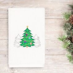 Linum Текстиль для дома Рождественские три елки с вышивкой Роскошное турецкое хлопковое полотенце для рук, белый