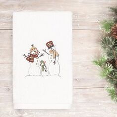 Linum Текстиль для дома Рождественский снег Семья Вышитое роскошное турецкое хлопковое полотенце для рук, белый