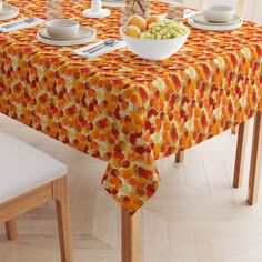 Квадратная скатерть, 100% полиэстер, 54х54 дюйма, осенние абстрактные листья. Fabric Textile Products