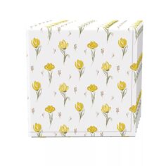Набор салфеток из 4 шт., 100% хлопок, 20x20 дюймов, нарисованные вручную желтые тюльпаны Fabric Textile Products