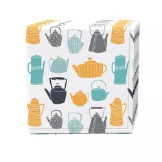 Набор салфеток из 4 шт., 100 % хлопок, 20x20 дюймов, винтажные чайники Fabric Textile Products