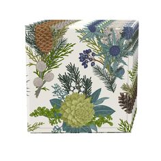 Набор салфеток из 4 шт., 100 % хлопок, 20x20 дюймов, зимний цветочный узор Fabric Textile Products