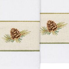 Linum Текстиль для дома Турецкий хлопок Pierre Набор из 2 украшенных полотенец для рук, бежевый