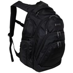 Универсальный дорожный рюкзак для ноутбука Kenneth Cole Reaction Pack с тремя отделениями, черный