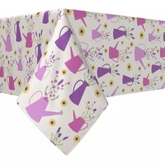 Прямоугольная скатерть, 100 % хлопок, 60x104 дюйма, полевые цветы и фиолетовые лейки. Fabric Textile Products